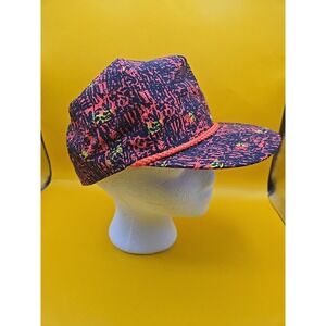 Vtg 90s Winner Renaissance Abstract Neon Rope Hat Snapback Taiwan R.O.C. Retro